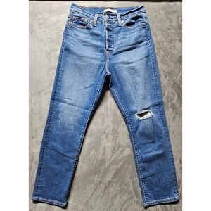 Levis Wedgie Straight High Rise Distressed Blue Denim Jeans W29 L28 34964-0151